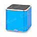 Music Angel Mini Cube Style USB Rechargeable Music Speaker w/ TF / 3.5mm Jack - Blue