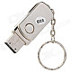 Rotation Aluminum USB 2.0 Flash Drive Keychain - Silver (8GB)