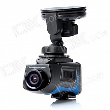 HT200A 1.5" LCD 5.0MP Wide Angle Car DVR Camcorder w/ SD / Mini USB / Mini HDMI - Black + Blue