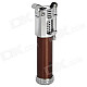 Windproof Flame Adjustable Butane Gas Jet Lighter - Brown + Silver