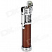 Windproof Flame Adjustable Butane Gas Jet Lighter - Brown + Silver