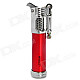 Windproof Flame Adjustable Butane Gas Jet Lighter - Red + Silver