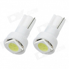T5 1W 50lm 6500K 1-5050 SMD LED White Light Car Signal Lamp Bulbs (2 PCS)