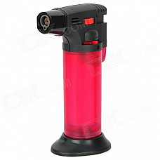 Windproof Flame Adjustable Gas Lighter w/ Stand - Deep Red + Black