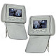AST7002H-HUIS 7" LCD Screen Car Headrest Monitor w/ Remote Controller / AV-IN - Grey (2 PCS)