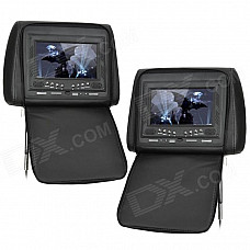 AST7002H-MIS 7" LCD Screen Car Headrest Monitor w/ Remote Controller / AV-IN - Black (2 PCS)