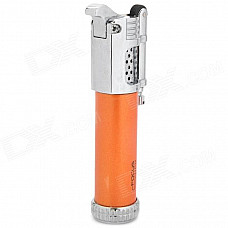 Windproof Flame Adjustable Butane Gas Jet Lighter - Orange + Silver