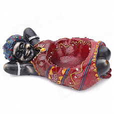 African Girl Style Resin Cigarette Ashtray - Black + Red