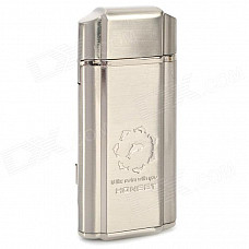 Dolphin Pattern Windproof Dual-Flame Butane Gas Lighter - Silver