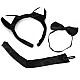 Cute Costume Party Holiday Wild Cat Ears Headband + Bow Tie + Tail Set - Black (3 PCS)