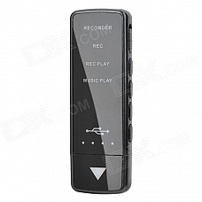 JD-823 Rechargeable High-Definition Recorder + MP3 Player - Black (4GB)
