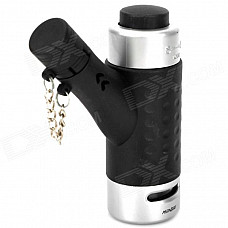 Refillable Windproof Butane Gas Jet Lighter w/ Safe Lock - Black + Silver