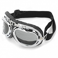 Cool Folding Motorcycle Riding Eye Protection Glasses Goggle - Black + Tawny + Silver