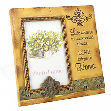 Retro English Letter Love Pattern Poly Resin Photo Frame - Beige