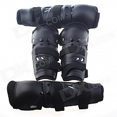 Motorcycle Sports Elbow Guard + Knee Pad Set - Black (4 PCS)