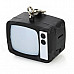 Retro TV Style Keychain w/ Cell Phone Strap / LED Light / TV Static Noise Sound - Black (3 x AG13)