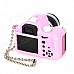 Mini Camera Style Keychain w/ Flash Torch - Pink + Black (3 x AG13)