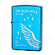 Earth Stylish Wing Pattern Windproof Fluid Fuel Lighter - Blue