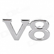 3D V8 Grill Decoration Emblem for Car Tuning - Silver