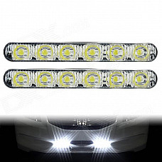 BF-D12082107X 12W 6000K 931lm 6-LED White Light Daytime Running Light for Car - (DC 12V / 2 PCS)