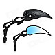 Flame Shaped Backup Rearview Mirrors for Motorcycle - Black + Blue (Pair)