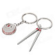 Traditional Chinese Bowl + Chopsticks Style Metal Keychain - Silver (2 PCS)