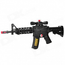 Machine Gun Toy with Flash Light & Firing Sound Effects - Black (4 x AA)