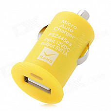 USB Car Cigarette Lighter Power Adapter / Charger - Yellow (12V)