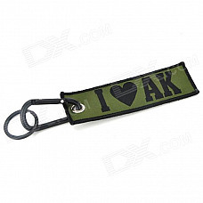 Rifle Woven Label Multifunction Carabiner Clip Keychain Set - Black + Green