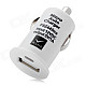 USB Car Cigarette Lighter Power Adapter / Charger - White (12V)