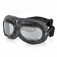 Fashion Transparent PC Lens Safety Motorcycle Goggles - Black Frame