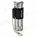 Thermos Style Zinc Alloy Butane Lighter w/ Chain - Black + Silver