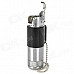 Thermos Style Zinc Alloy Butane Lighter w/ Chain - Black + Silver