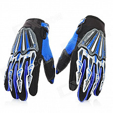 Scoyco Stylish Full-Finger Motorcycle Gloves - Black + Blue (Pair / L Size)