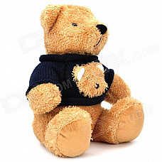 Lovely Plush Bear Doll w/ Sweater - Black + Yellow