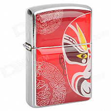 HOLI Beijing Opera Facial Masks Style Stainless Steel Fuel Lighter - Red