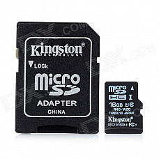 Kingston Micro SDHC / TF Memory Card w/ SD Adapter - Black (16GB / Class 10)