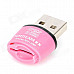 SY-U38 Mini USB 2.0 Micro SD / TF Card Reader - Pink