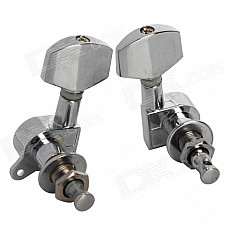 Closed Type Large Square-head Folk / Electric Guitar String Tuning Pegs - Silver (2 PCS)