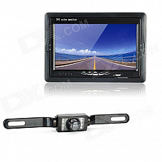 2-in-1 7" LCD Car Vehicle Rearview Mirror Monitor + 2.4GHz Wireless Camera w/ 7 IR LED Set - Black