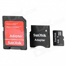 Genuine SanDisk Micro SD / TF Card w/ SD / Mini SD Adapters - Black (4GB / Class 4)