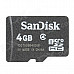 Genuine SanDisk Micro SD / TF Card w/ SD / Mini SD Adapters - Black (4GB / Class 4)