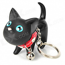 Cute Cartoon Cat Toy w/ 360 Degrees Rotating Head & Keychain - Black