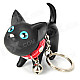 Cute Cartoon Cat Toy w/ 360 Degrees Rotating Head & Keychain - Black