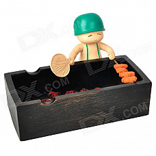 Cute Solider Roasting Meat Style Ashtray - Black + Red + Green