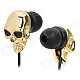 Stylish Skull Head In-Ear Earphone - Black + Golden (3.5mm Plug / 120cm)