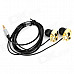 Stylish Skull Head In-Ear Earphone - Black + Golden (3.5mm Plug / 120cm)