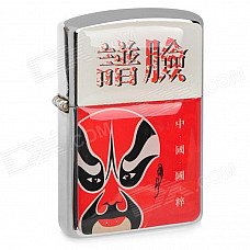 HOLI Stainless Steel Beijing Opera Mask Oil Lighter - Red + White