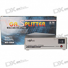 150Mhz 4-Port Power Amplified VGA Splitter (1600*1280 Max / 100V~240V AC)