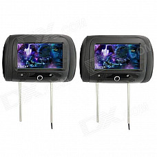 7" HD LCD 800 x 480 Screen Car Headrest Monitor with Remote Controller / AV-IN - Black (2 PCS)